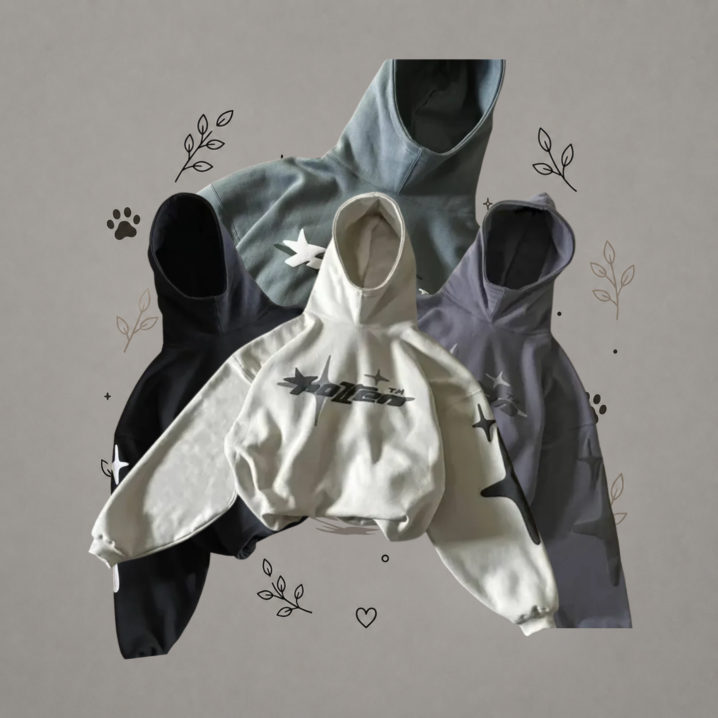 Sudaderas con capucha y cuello tortuga de corte holgado con estampado de letras