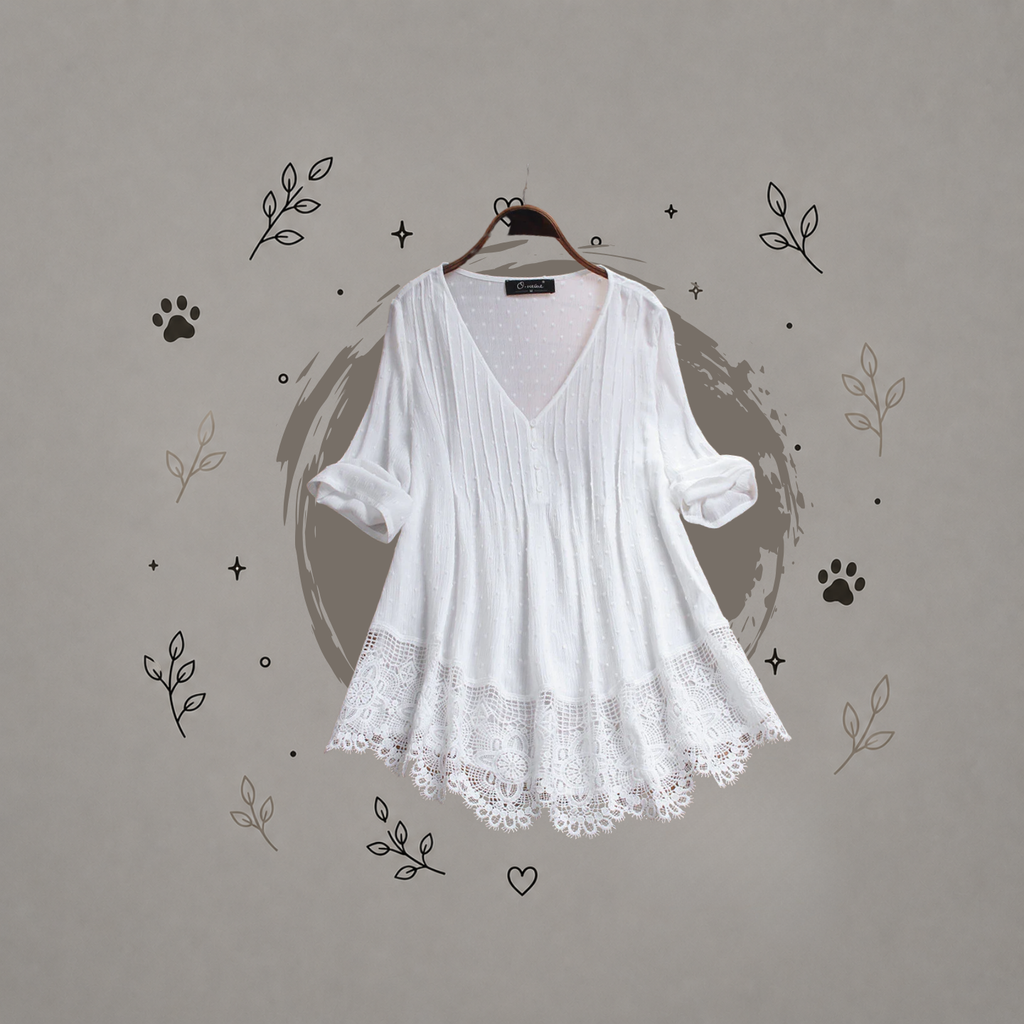 Blusa de encaje con escote en V