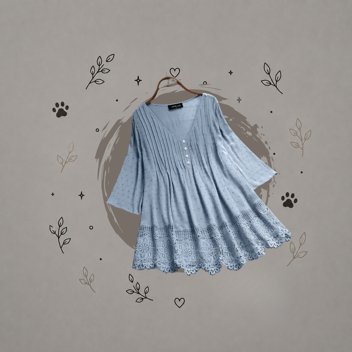 Blusa de encaje con escote en V