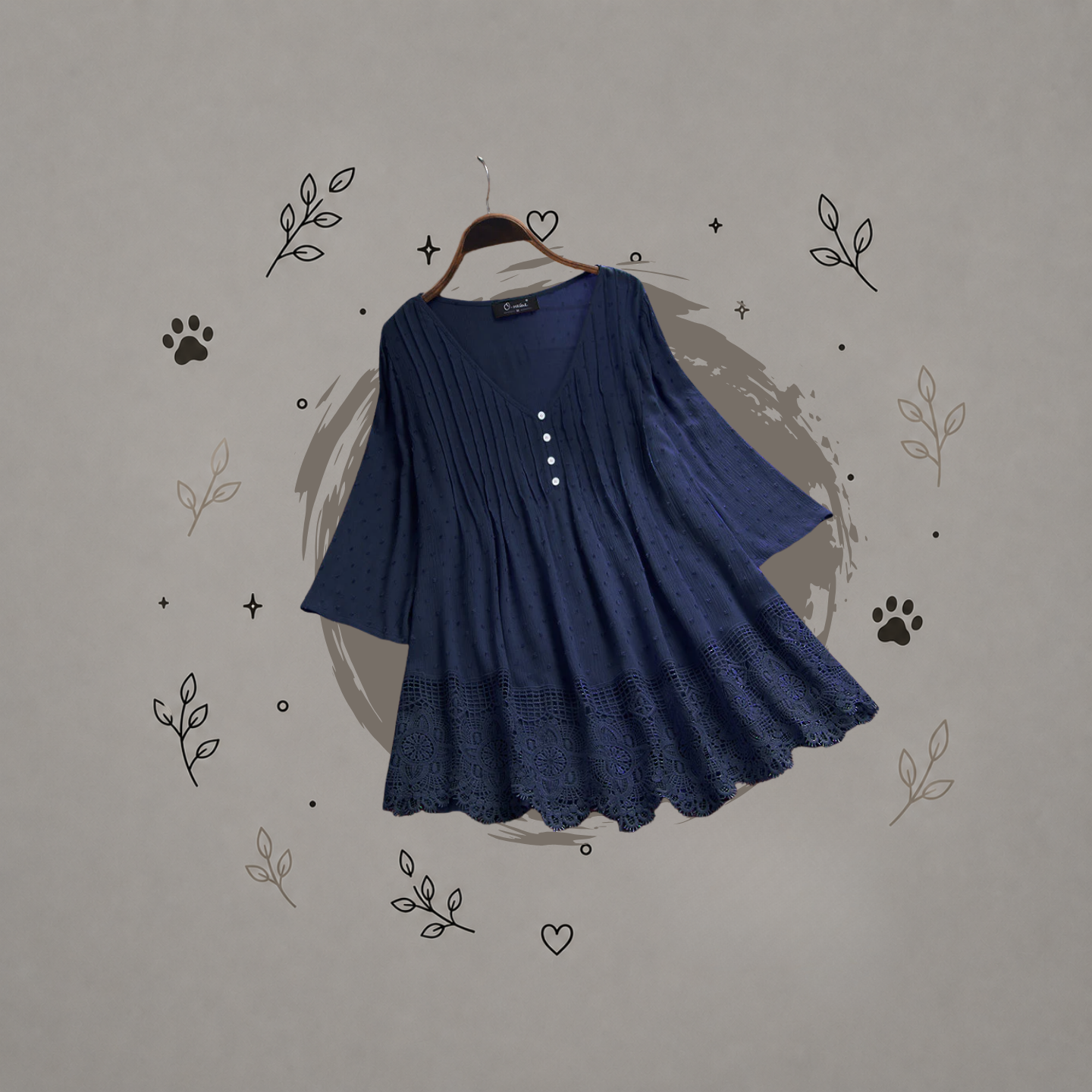 Blusa de encaje con escote en V