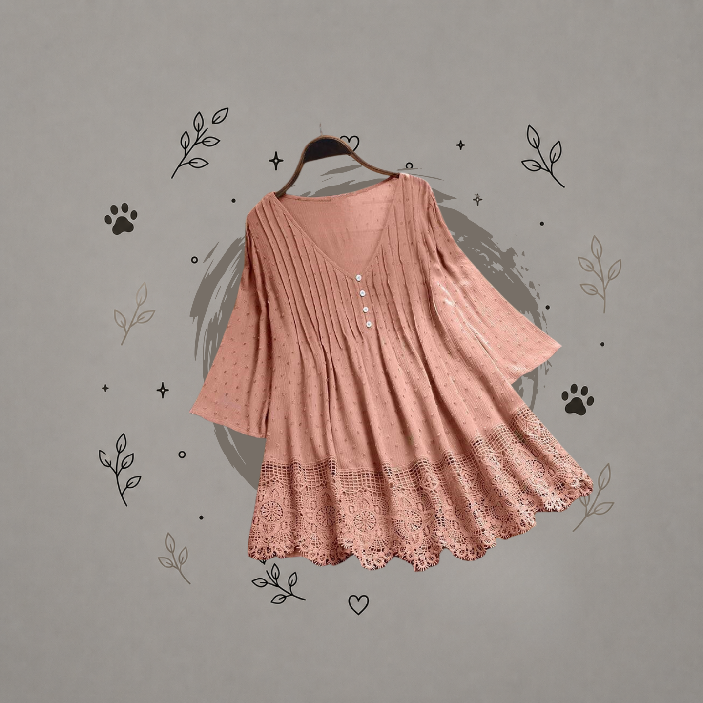 Blusa de encaje con escote en V