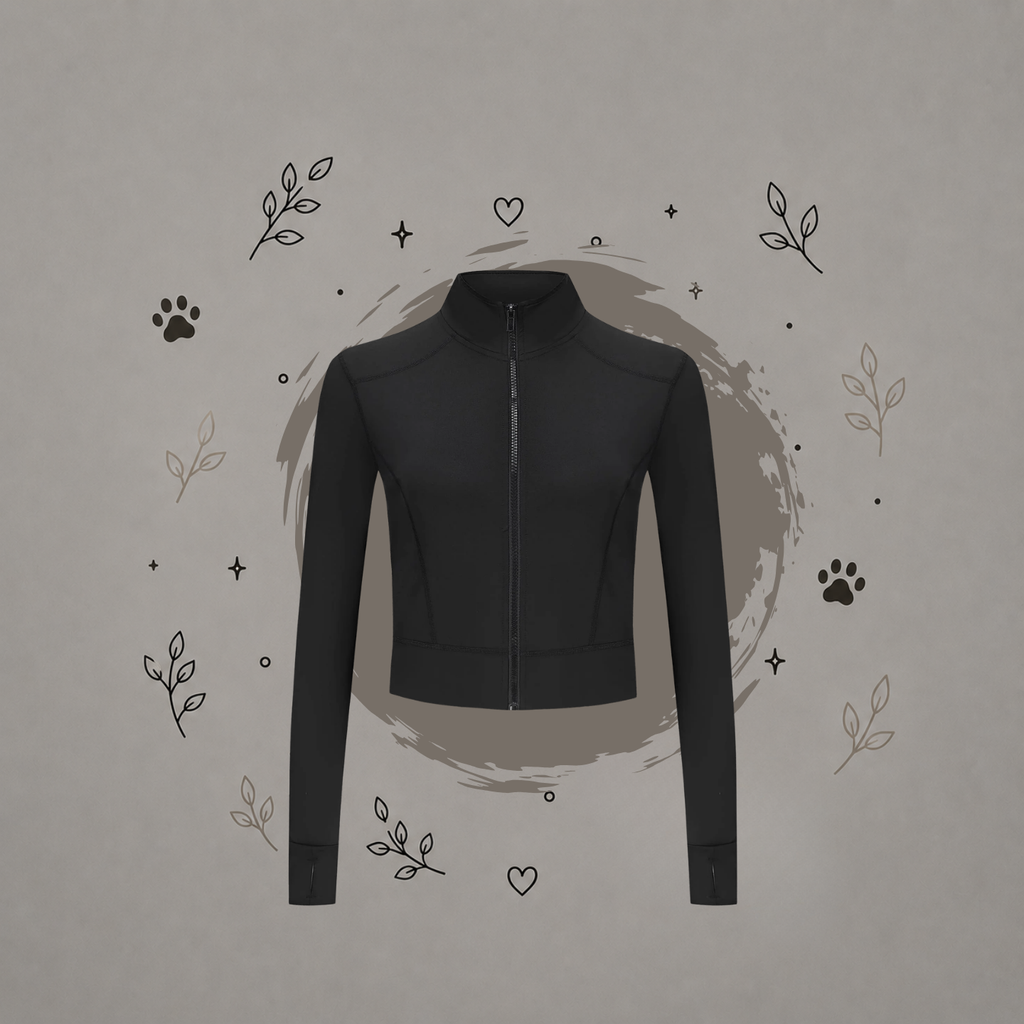 Chaqueta para mujer Corte ajustado, cierre completo, con agujeros para los pulgares. Negro.