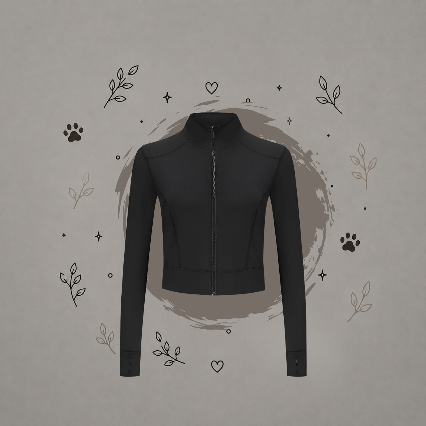 Chaqueta para mujer Corte ajustado, cierre completo, con agujeros para los pulgares. Negro.