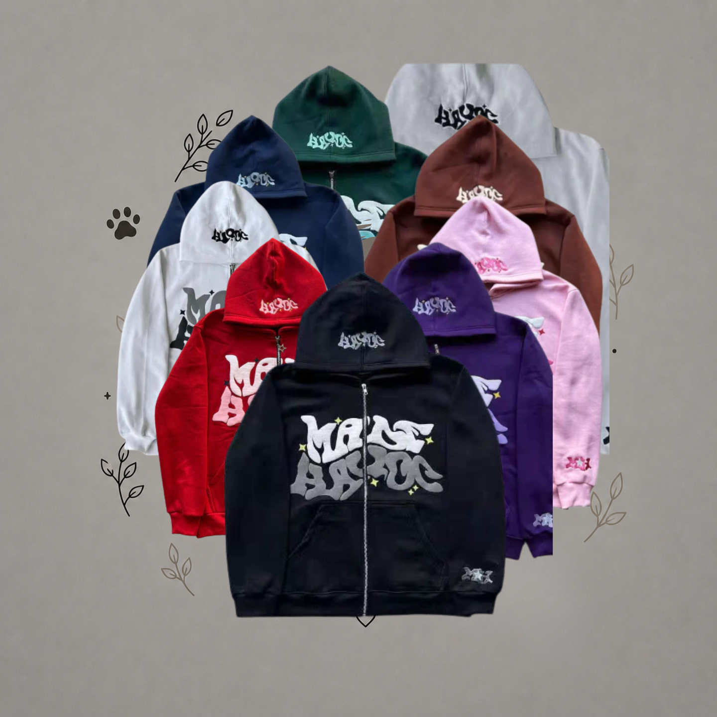 Sudadera con Cremallera Estampada