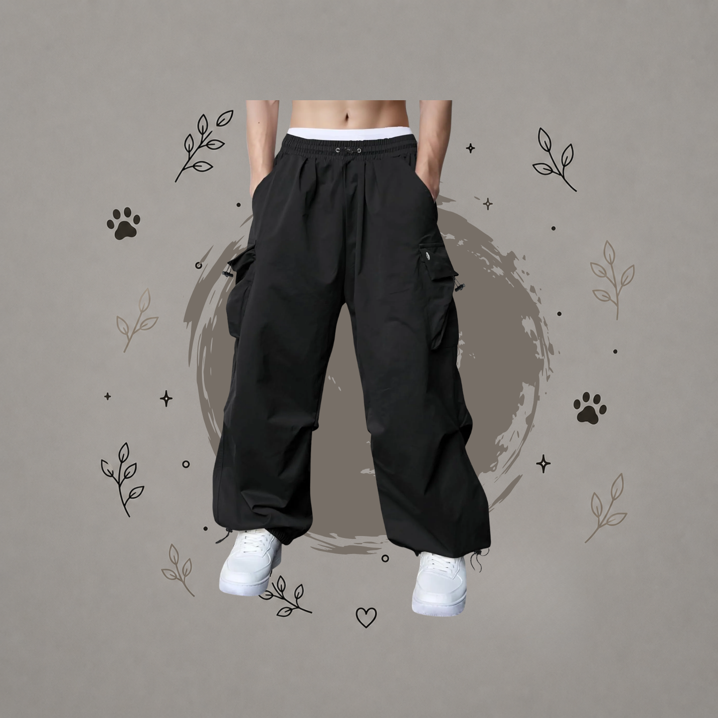 Pantalones Cargo Negros con Bolsillo
