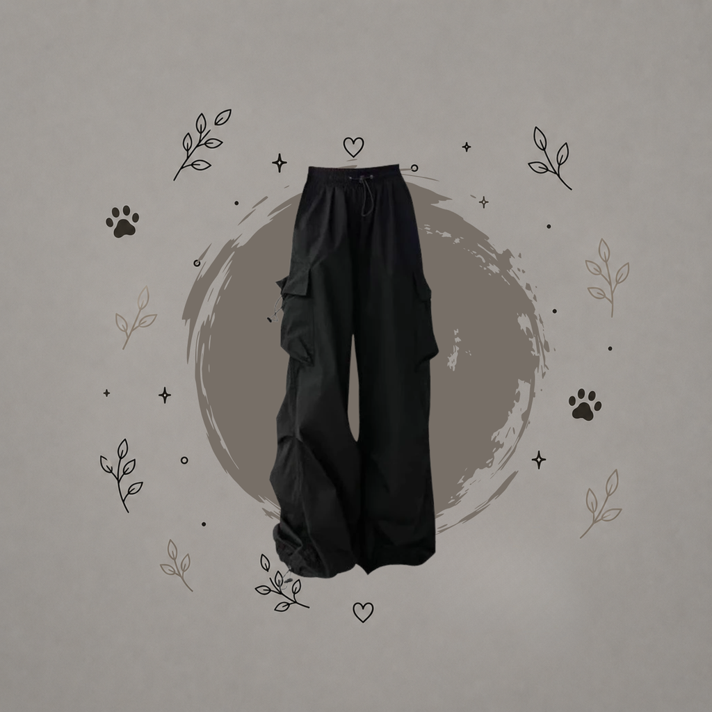 Pantalones Cargo Negros con Bolsillo